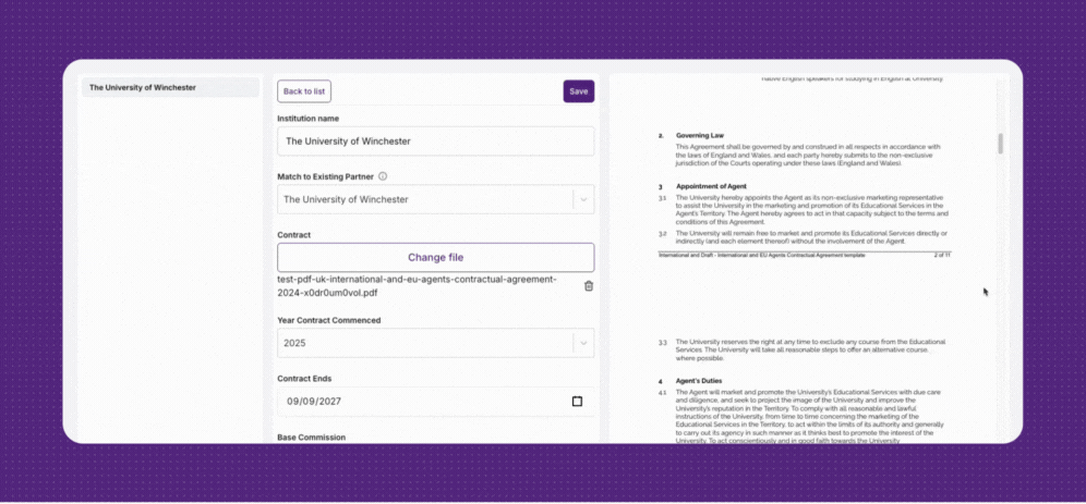 View contracts in-app