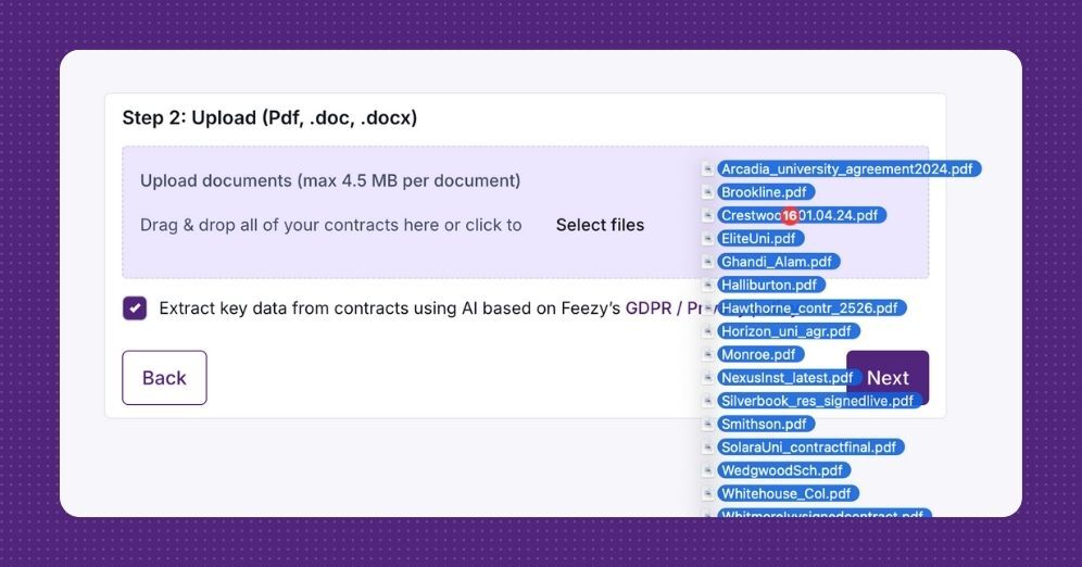 Upload multiple contracts atonce